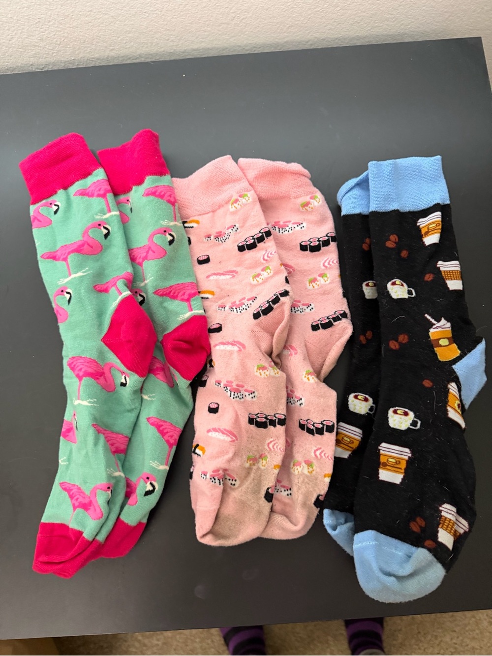 Novelty Socks Pack - Flamingo, Sushi & Coffee Designs